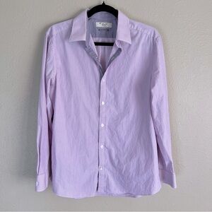 Original Penguin Men’s Heritage Slim Fit Button Down Shirt Purple & White Stripe